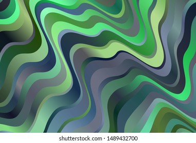 Dark Green vector backdrop with curved lines. Modern gradient abstract illustration with bandy lines. New composition for your brand book.