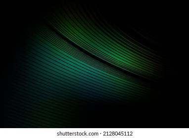 Dark Green vector backdrop with curved lines. Smart illustration in abstract style with gradient lines.  Best design for your business.