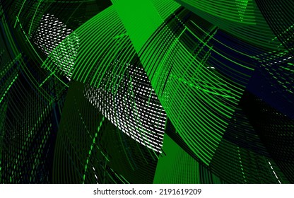 Fondo vectorial oscuro verde con líneas curvas. Ilustración abstracta colorida con líneas de degradado. Textos para folletos, folletos.