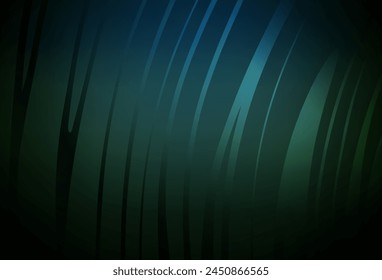 Dark Green vector backdrop with curved lines. Colorful geometric sample with gradient lines.  Pattern for your design.