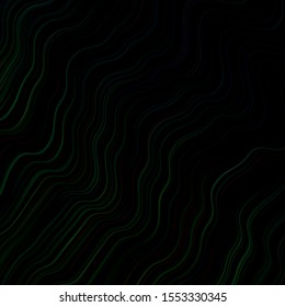 Dark Green vector backdrop with curves. Abstract illustration with gradient bows. Template for your UI design.