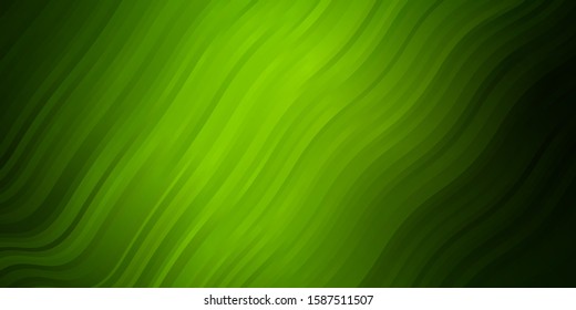 Dark Green vector backdrop with curves. Abstract gradient illustration with wry lines. Pattern for websites, landing pages.