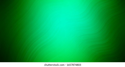 Dark Green vector backdrop with curves. Illustration in abstract style with gradient curved.  Pattern for booklets, leaflets.