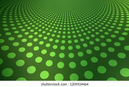 Dark Green vector backdrop with dots. Modern abstract illustration with colorful water drops. Pattern can be used for futuristic ad, booklets.