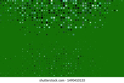 Dark Green vector backdrop with dots. Beautiful colored illustration with blurred circles in nature style. Template for your brand book.