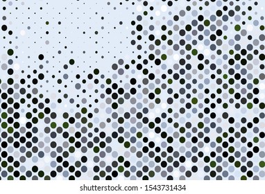 Dark Green vector backdrop with dots. Glitter abstract illustration with blurred drops of rain. Pattern for beautiful websites.