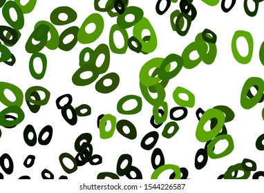 Dark Green vector backdrop with dots. Glitter abstract illustration with blurred drops of rain. Completely new template for your brand book.