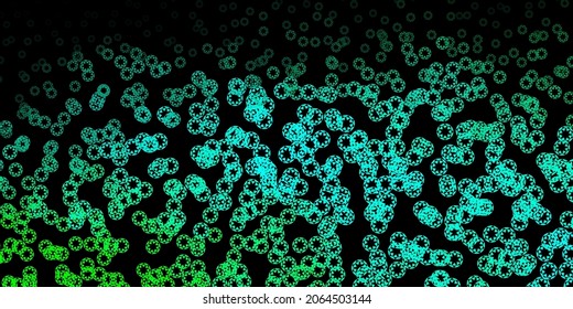 Dunkelgrüner Vektorhintergrund mit Punkten. Abstraktes dekoratives Design im Farbverlauf-Stil mit Blasen. Muster für Broschüren, Prospekte.