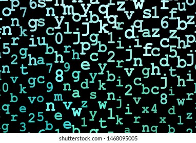 Dark Green vector backdrop with english symbols. Modern geometrical illustration with ABC english symbols. Pattern for school, grammar websites.