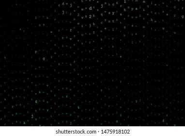 Dark Green vector backdrop with english symbols. Shining colorful illustration with isolated letters. Smart design for promotion of university.