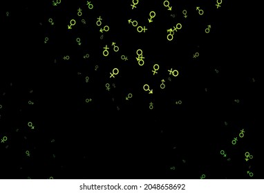 Dark green vector backdrop with gender signs. Simple gradient design in abstract style with gender shapes. Modern design for unisex wallpapers.