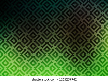 Dark Green vector backdrop with lines, cubes. Glitter abstract illustration with colorful lines, rhombuses. Pattern for ads, posters, banners.