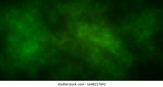 Dunkelgrüne Vektorillustration mit Linien, Dreiecken. Dreiecke auf abstraktem Hintergrund mit buntem Farbverlauf. Muster für Webseiten.