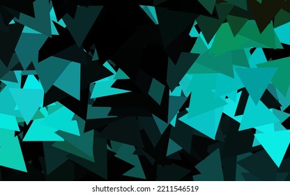 Dunkelgrüner Vektorhintergrund mit Linien, Dreiecken. Dekoratives Design im abstrakten Stil mit Dreiecken. Einfaches Design für Ihre Website.