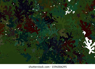 Dark Green vector backdrop with memphis shapes. Colorful chaotic forms with gradient in modern style. Modern design for your business card.