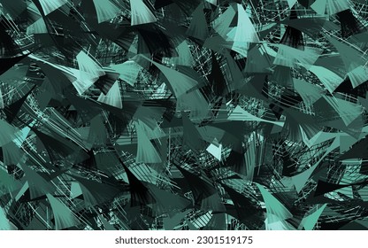 Dark Green vector backdrop with memphis shapes.