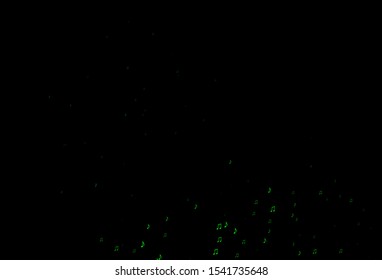 Dark Green vector backdrop with music notes. Modern abstract illustration with melody keys. Template for fasion magazines.