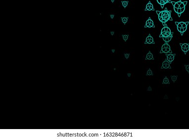 Dark Green vector backdrop with mystery symbols. Abstract illustration with gothic gradient shapes. Background for esoteric, mystic designs.