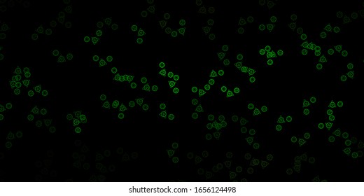 Dark Green vector backdrop with mystery symbols. Retro design in abstract style with witchcraft forms. Simple design for occult depiction.