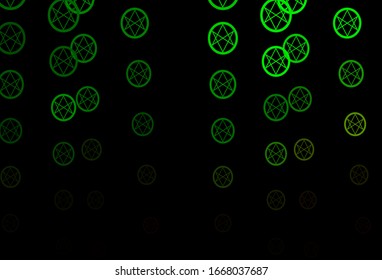 Dark Green vector backdrop with mystery symbols. Retro design in abstract style with witchcraft forms. Simple base for your occult design.