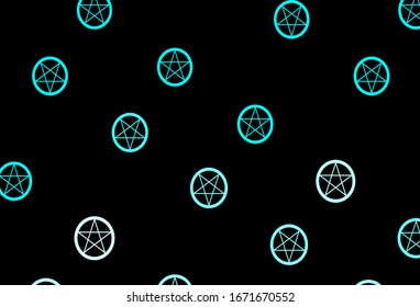 Fondo vector verde oscuro con símbolos misteriosos. Coloridos símbolos místicos con un degradado de estilo antiguo. Base simple para su diseño oculto.