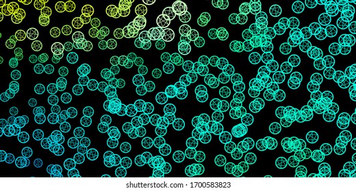 Fondo vector verde oscuro con símbolos misteriosos. Coloridos símbolos místicos con un degradado de estilo antiguo. Diseño para eventos mágicos y espirituales.
