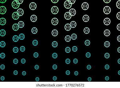 Dark Green vector backdrop with mystery symbols. Illustration with magical signs of spiritual power. Design for magic, spiritual events.
