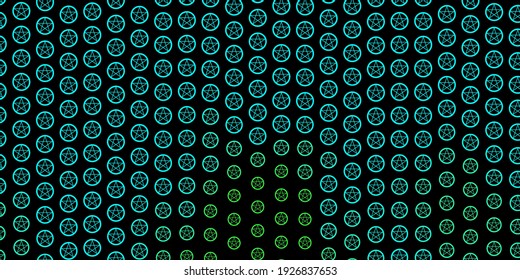 Dark Green vector backdrop with mystery symbols. Retro design in abstract style with witchcraft forms. Background for esoteric, mystic designs.