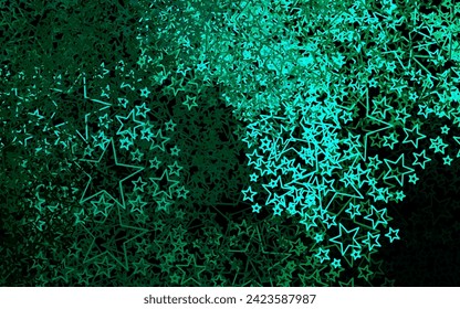 Dark Green vector backdrop with small and big stars. Blurred decorative design in simple style with stars. Pattern for astronomy websites.
