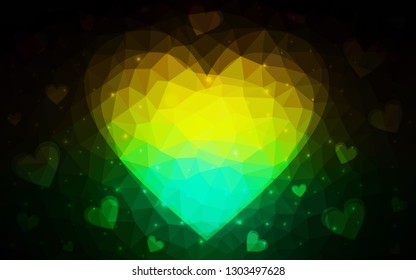 Dark Green vector  backdrop with sweet hearts. Illustration with hearts in love concept for valentine's day. Pattern for valentine's ad, booklets.