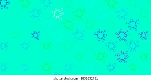 Dark green vector backdrop with virus symbols. Abstract illustration with biological gradient shapes. Simple design against epidemic information.