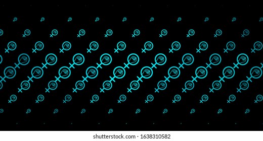 Dark Green vector backdrop with woman's power symbols. Colorful illustration with gradient feminism shapes. Design for International Women’s Day.