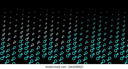 Dark Green vector backdrop with woman's power symbols. Colorful feminism symbols with a gradient in modern style. Best design to show the power of women.