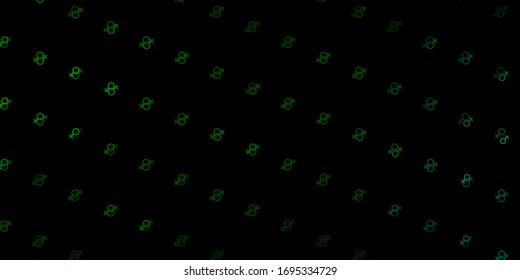 Dark Green vector backdrop with woman's power symbols. Illustration with signs of women's strength and power. Design for International Women’s Day.