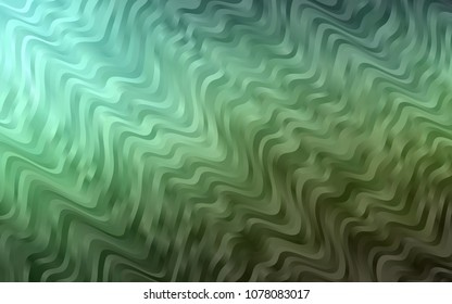 Dark Green vector background with abstract lines. Shining illustration, which consist of blurred lines, circles. New composition for your brand book.