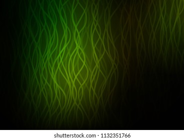 Dark Green vector background with abstract lines. Blurred geometric sample with gradient bubbles.  A new texture for your  ad, booklets, leaflets.