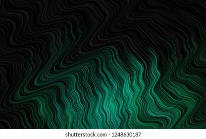 Dark Green vector background with abstract lines. Blurred geometric sample with gradient bubbles.  The best blurred design for your business.