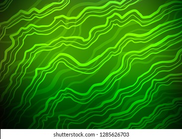 Dark Green vector background with abstract lines. A vague circumflex abstract illustration with gradient. A completely new marble design for your business.