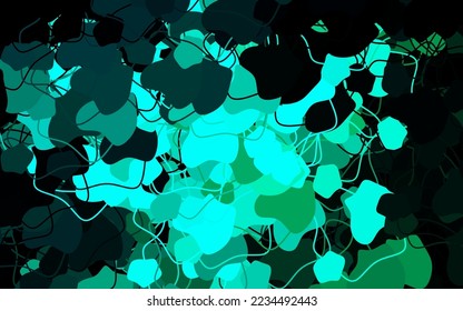 Dark Green vector background with abstract shapes. Illustration with colorful gradient shapes in abstract style. Elegant design for wallpapers.