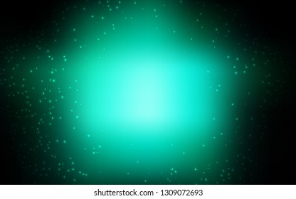 Dark Green vector background with astronomical stars. Shining illustration with sky stars on abstract template. Template for cosmic backgrounds.
