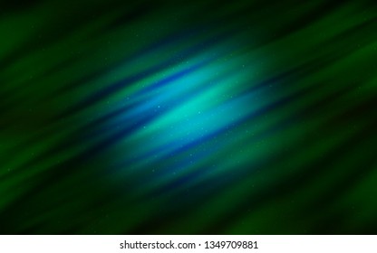 Dark Green vector background with astronomical stars. Blurred decorative design in simple style with galaxy stars. Pattern for astronomy websites.