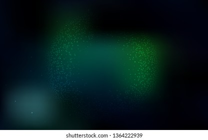 Dark Green vector background with astronomical stars. Glitter abstract illustration with colorful cosmic stars. Template for cosmic backgrounds.