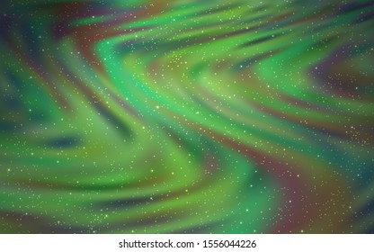 Dark Green vector background with astronomical stars. Shining illustration with sky stars on abstract template. Template for cosmic backgrounds.