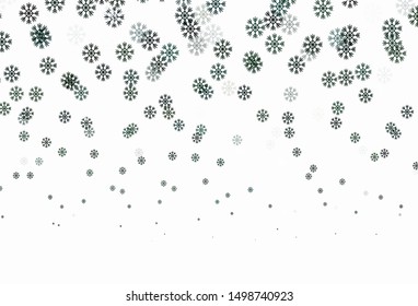 Dark Green vector background with beautiful snowflakes. Modern geometrical abstract illustration with snowflakes. Template for a new year background.