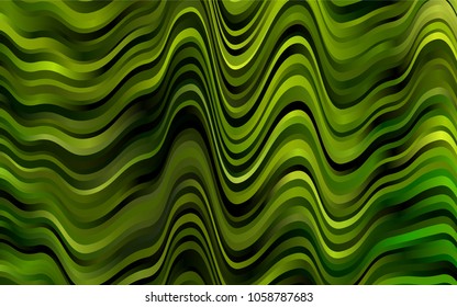 Dark Green vector background with bent lines. Colorful abstract illustration with gradient lines. The elegant pattern for brand book.