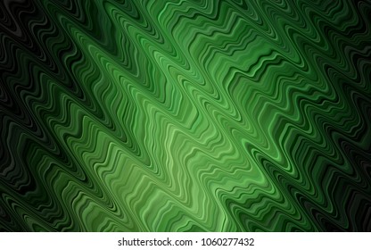 Dark Green vector background with bent lines. Creative illustration in halftone marble style with gradient. A completely new template for your business design.