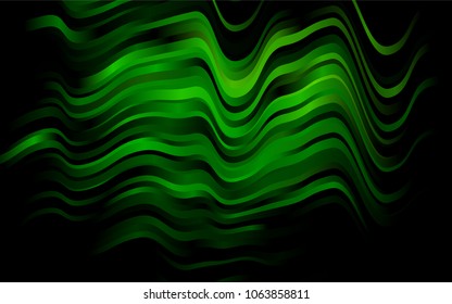 Dark Green vector background with bent lines. A vague circumflex abstract illustration with gradient. The best blurred design for your business.