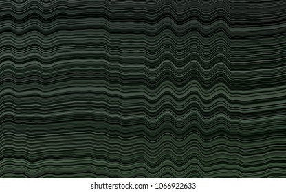 Dark Green vector background with bent ribbons. A vague circumflex abstract illustration with gradient. Textured wave pattern for backgrounds.