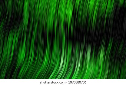 Dark Green vector background with bent lines. Shining illustration, which consist of blurred lines, circles. Textured wave pattern for backgrounds.