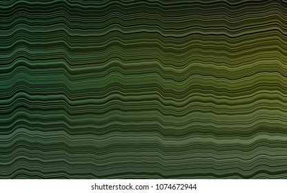 Dark Green vector background with bent lines. Shining crooked illustration in marble style. Brand-new design for your ads, poster, banner.